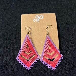 Geometric Pink and Purple Earrings